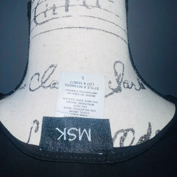 MSK Black Midi Dress with Pearl Embellished Sleeves β Size L (Worn Once) - Picture 8 of 9